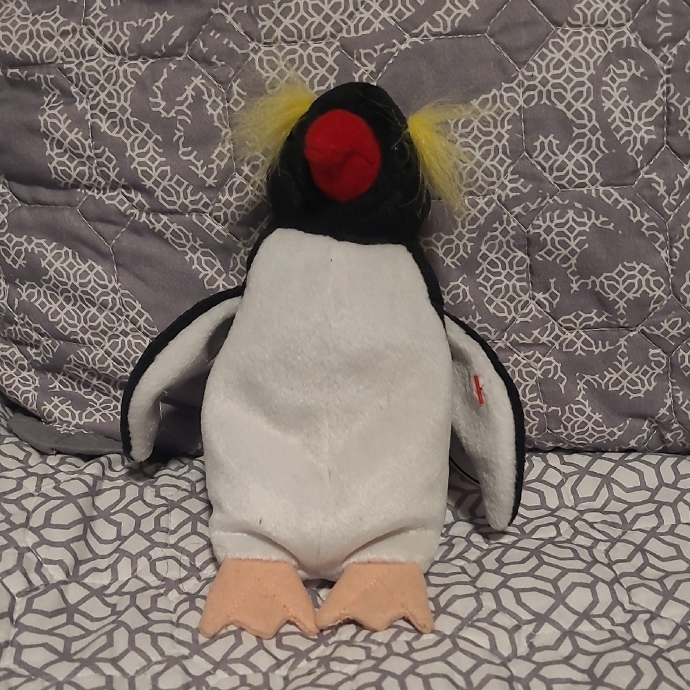Ty Plush Penguin Bird Toy - Black, White, Red, Yellow